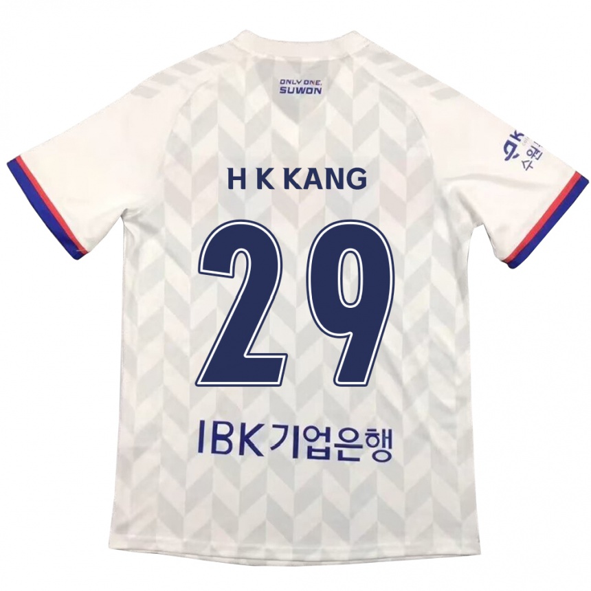 Kids Football Kyo-Hun Kang #29 White Blue Away Jersey 2024/25 T-Shirt Uk