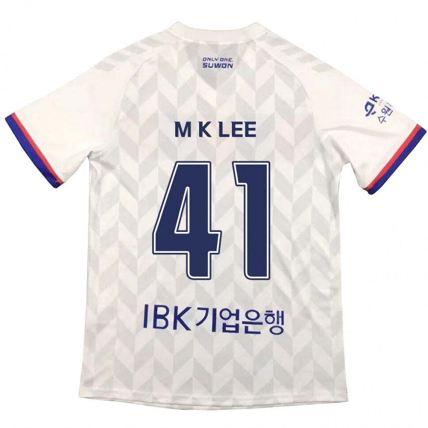 Kids Football Kyung-Min Lee #41 White Blue Away Jersey 2024/25 T-Shirt Uk