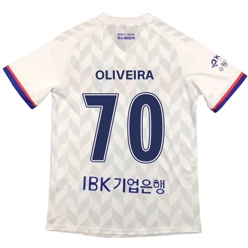 Kids Football Anderson Oliveira #70 White Blue Away Jersey 2024/25 T-Shirt Uk