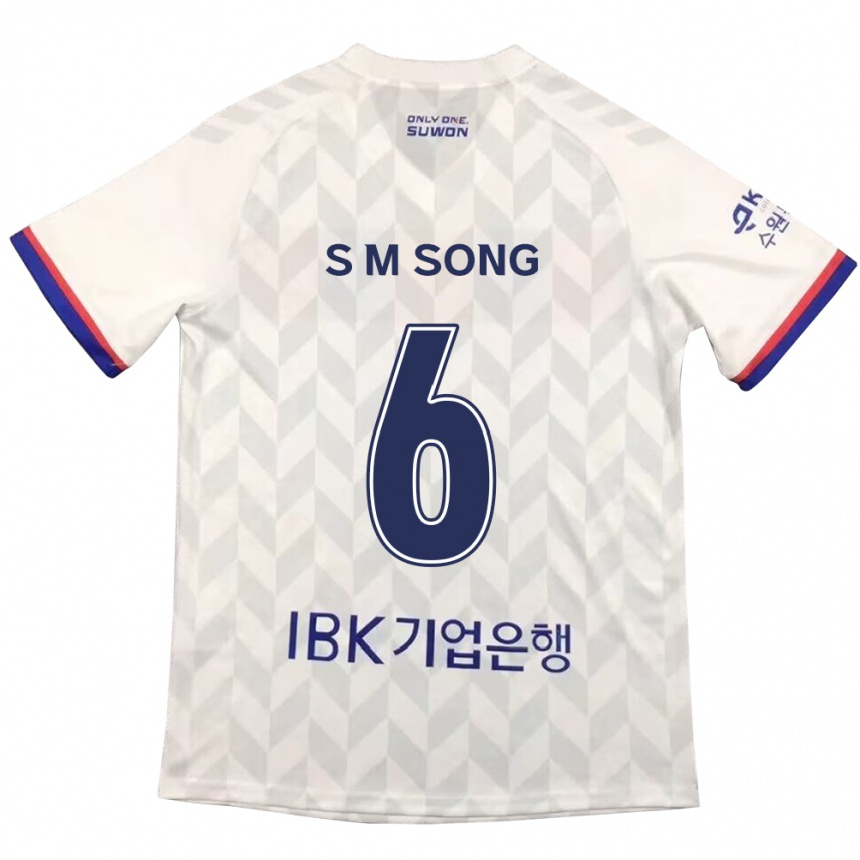 Kids Football Min-Seob Song #6 White Blue Away Jersey 2024/25 T-Shirt Uk