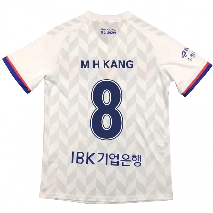 Kids Football Ho-Min Kang #8 White Blue Away Jersey 2024/25 T-Shirt Uk