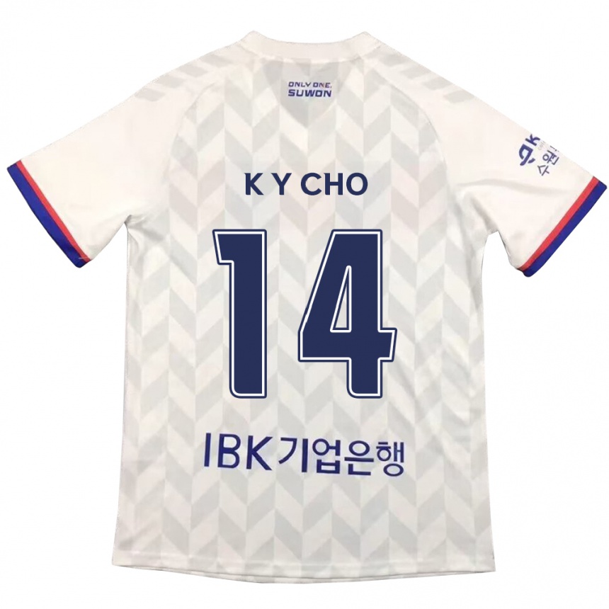 Kids Football Yun-Kwon Cho #14 White Blue Away Jersey 2024/25 T-Shirt Uk