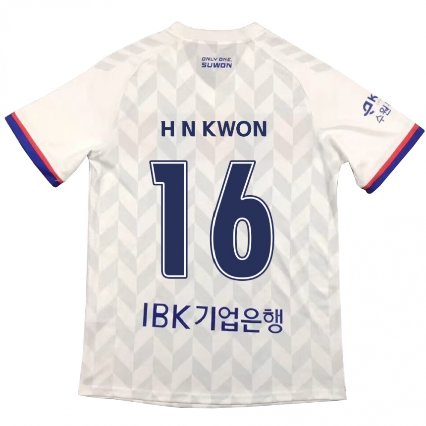 Kids Football Nam-Hoon Kwon #16 White Blue Away Jersey 2024/25 T-Shirt Uk