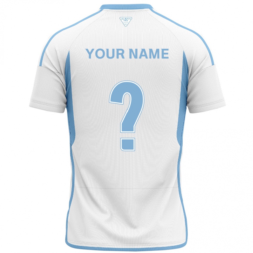 Kids Football Your Name #0 White Blue Away Jersey 2024/25 T-Shirt Uk