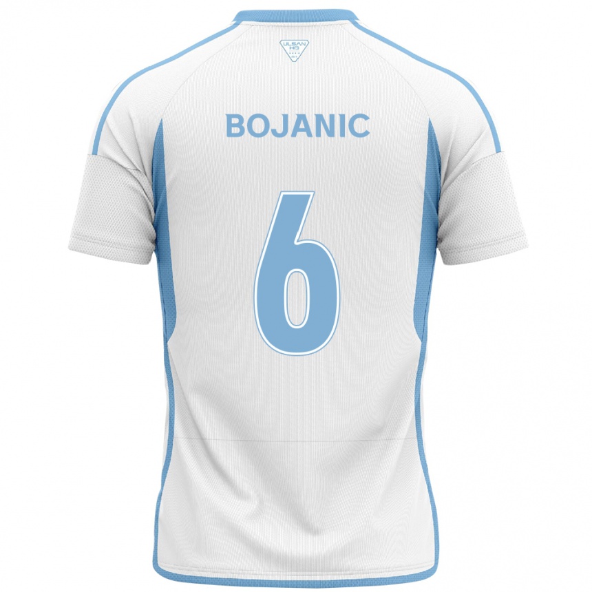 Kids Football Darijan Bojanic #6 White Blue Away Jersey 2024/25 T-Shirt Uk