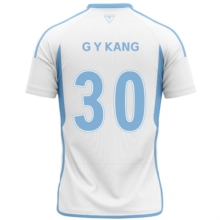 Kids Football Yun-Gu Kang #30 White Blue Away Jersey 2024/25 T-Shirt Uk