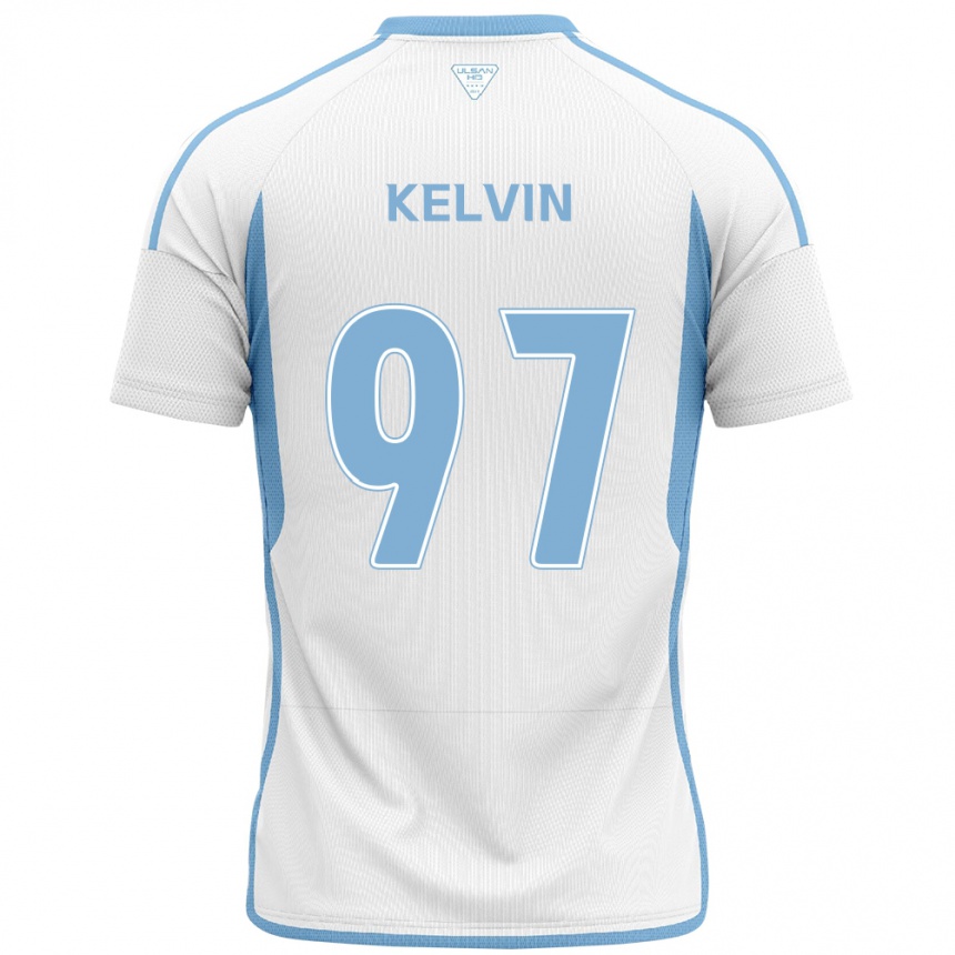 Kids Football Kelvin #97 White Blue Away Jersey 2024/25 T-Shirt Uk