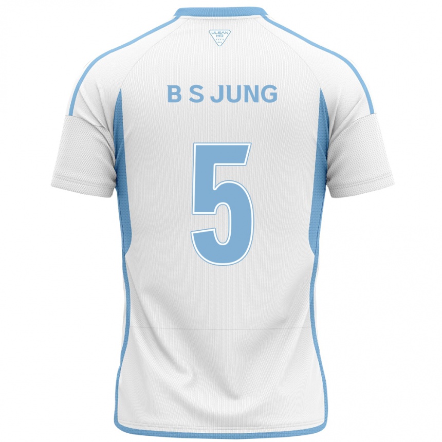 Kids Football Seong-Bin Jung #5 White Blue Away Jersey 2024/25 T-Shirt Uk