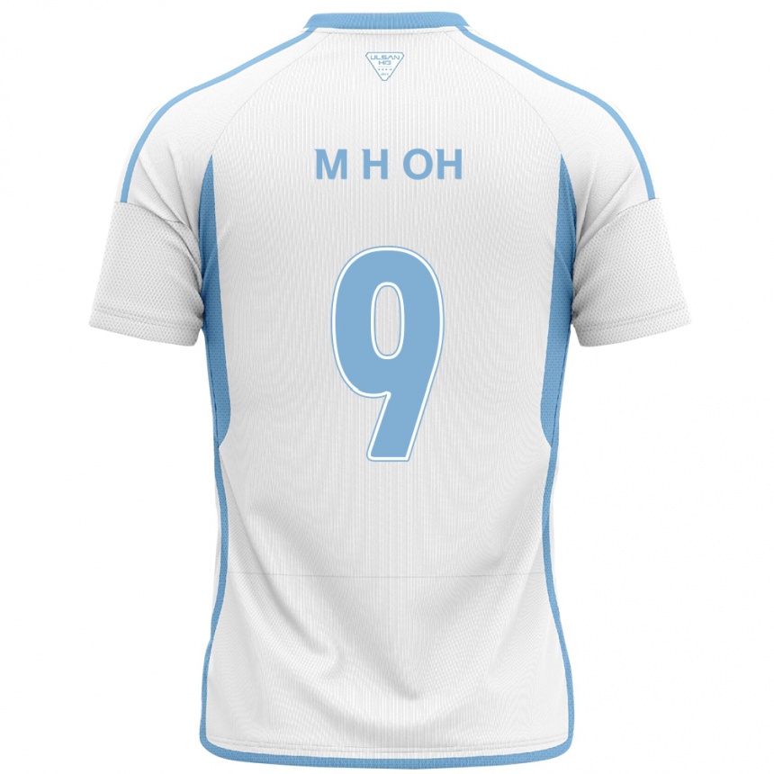 Kids Football Hyun-Min Oh #9 White Blue Away Jersey 2024/25 T-Shirt Uk