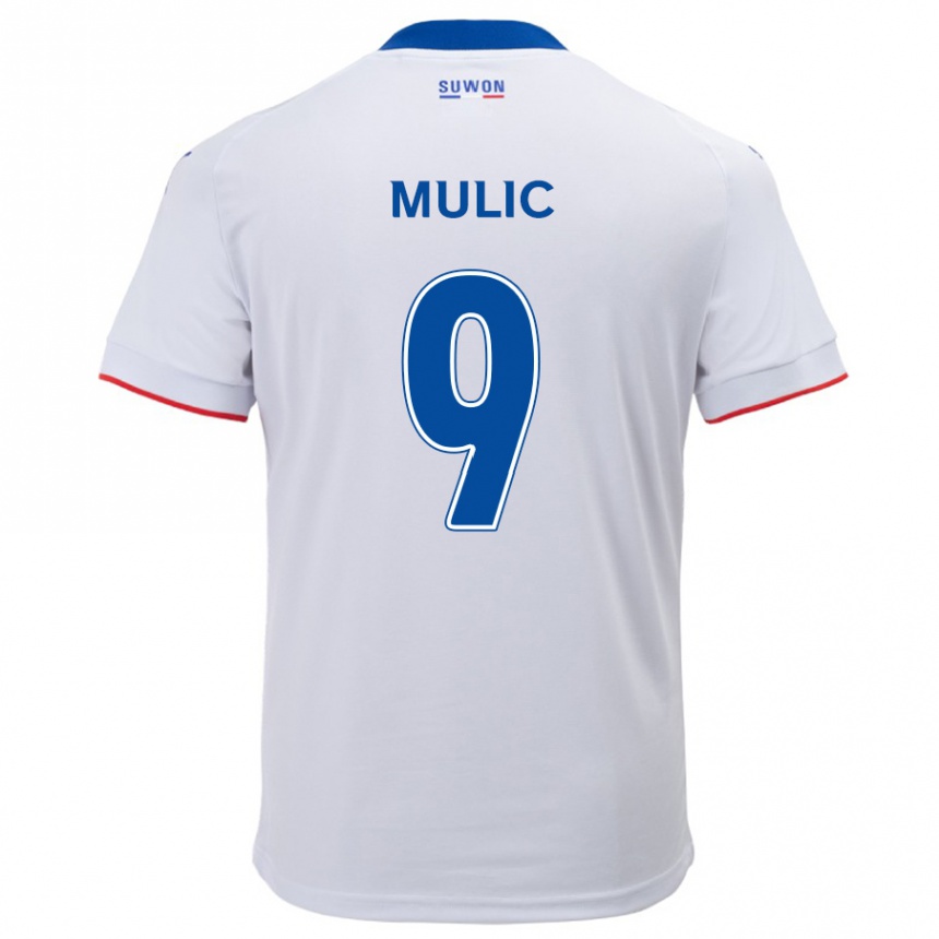 Kids Football Fejsal Mulic #9 White Blue Away Jersey 2024/25 T-Shirt Uk