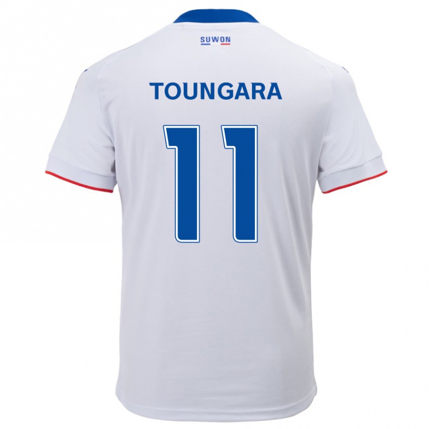 Kids Football Aboubacar Toungara #11 White Blue Away Jersey 2024/25 T-Shirt Uk