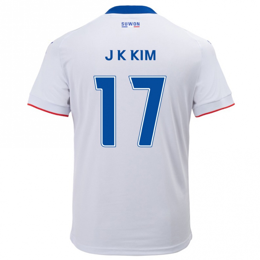 Kids Football Kyeong-Jung Kim #17 White Blue Away Jersey 2024/25 T-Shirt Uk