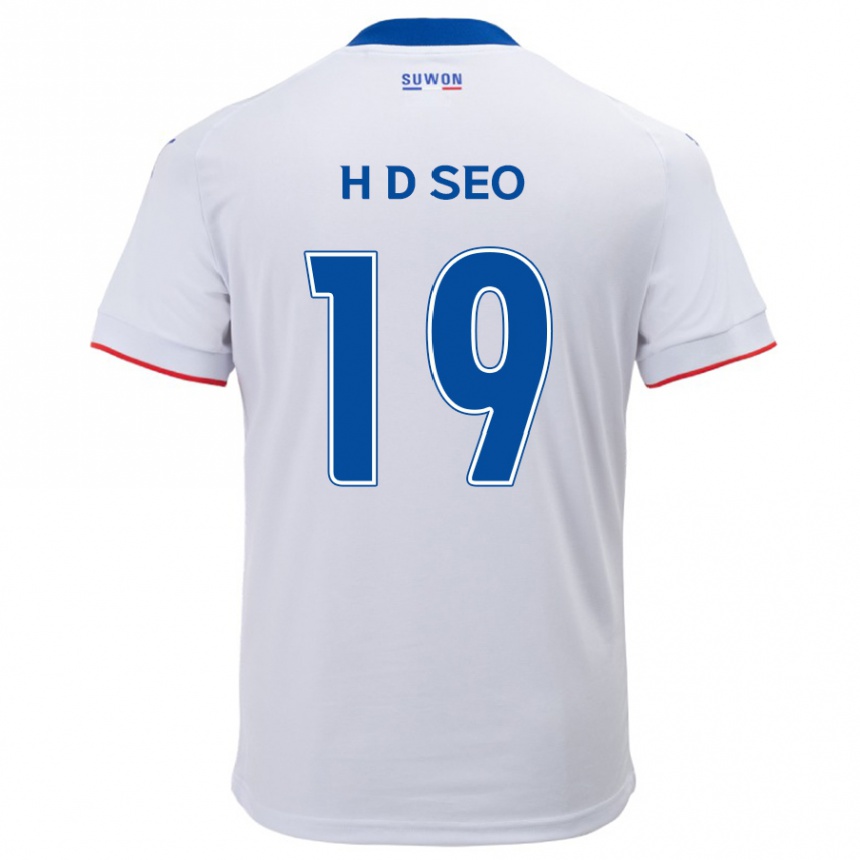 Kids Football Dong-Han Seo #19 White Blue Away Jersey 2024/25 T-Shirt Uk