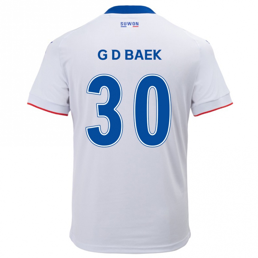 Kids Football Dong-Gyu Baek #30 White Blue Away Jersey 2024/25 T-Shirt Uk