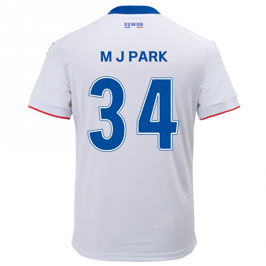 Kids Football Ji-Min Park #34 White Blue Away Jersey 2024/25 T-Shirt Uk