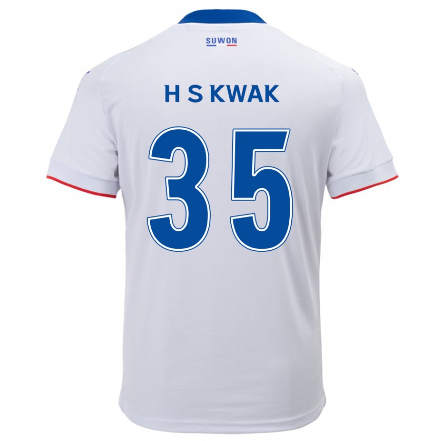 Kids Football Sung-Hoon Kwak #35 White Blue Away Jersey 2024/25 T-Shirt Uk