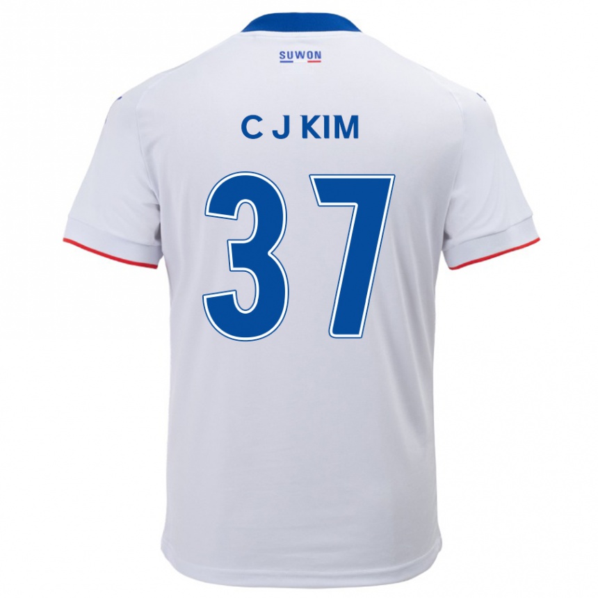 Kids Football Joo-Chan Kim #37 White Blue Away Jersey 2024/25 T-Shirt Uk