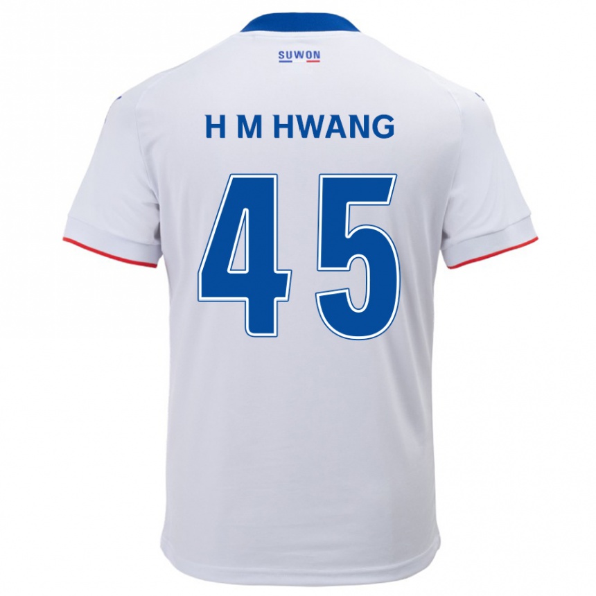 Kids Football Myung-Hyun Hwang #45 White Blue Away Jersey 2024/25 T-Shirt Uk