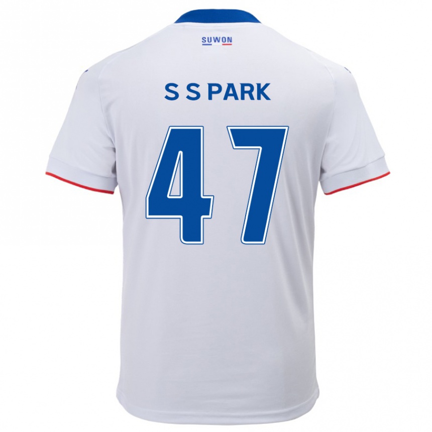 Kids Football Seung-Soo Park #47 White Blue Away Jersey 2024/25 T-Shirt Uk