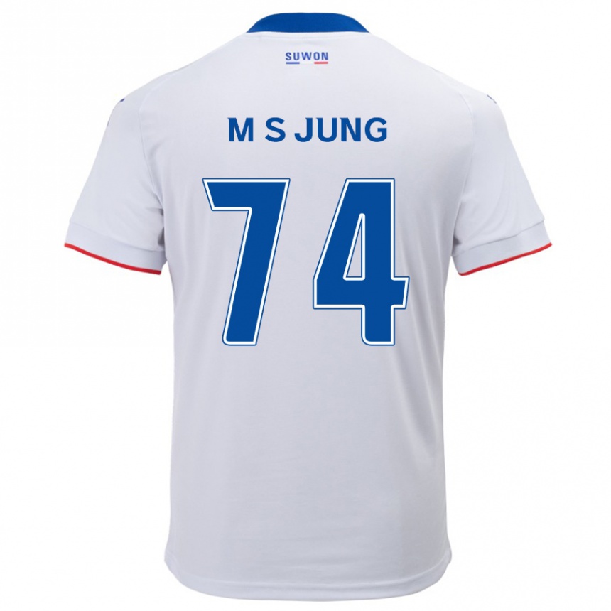 Kids Football Sung-Min Jung #74 White Blue Away Jersey 2024/25 T-Shirt Uk