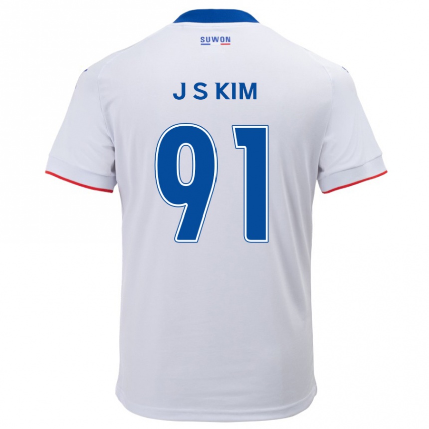 Kids Football Seong-Ju Kim #91 White Blue Away Jersey 2024/25 T-Shirt Uk