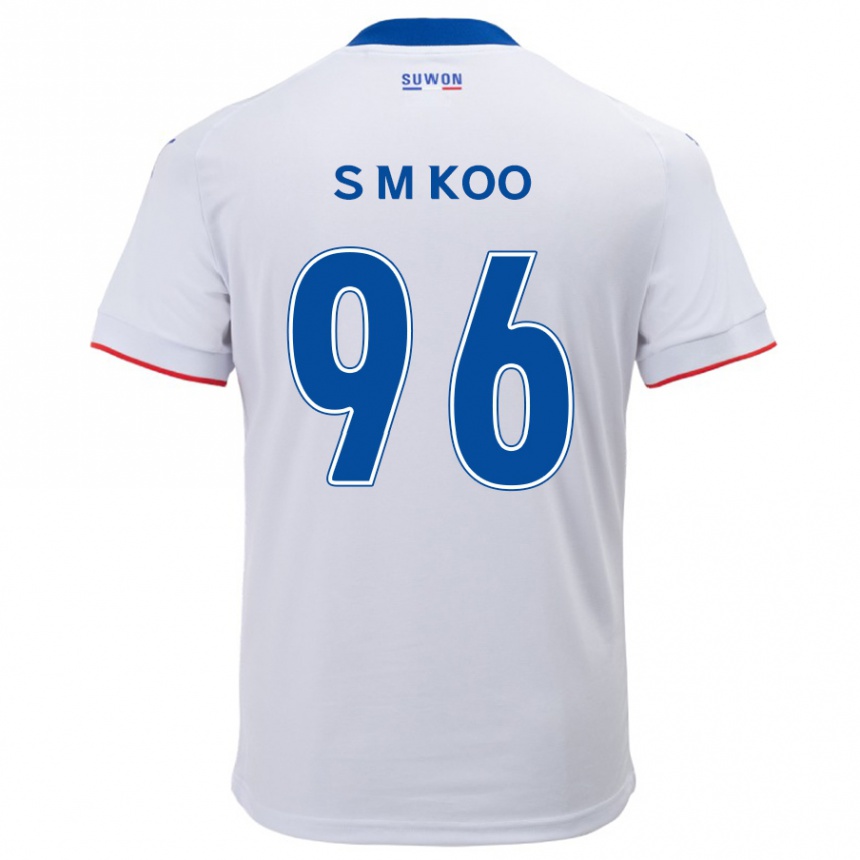 Kids Football Min-Seo Koo #96 White Blue Away Jersey 2024/25 T-Shirt Uk