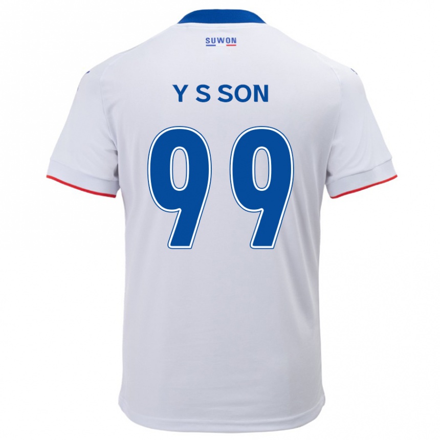 Kids Football Suk-Yong Son #99 White Blue Away Jersey 2024/25 T-Shirt Uk