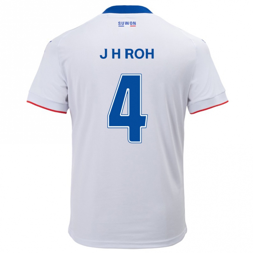 Kids Football Hyun-Jun Roh #4 White Blue Away Jersey 2024/25 T-Shirt Uk