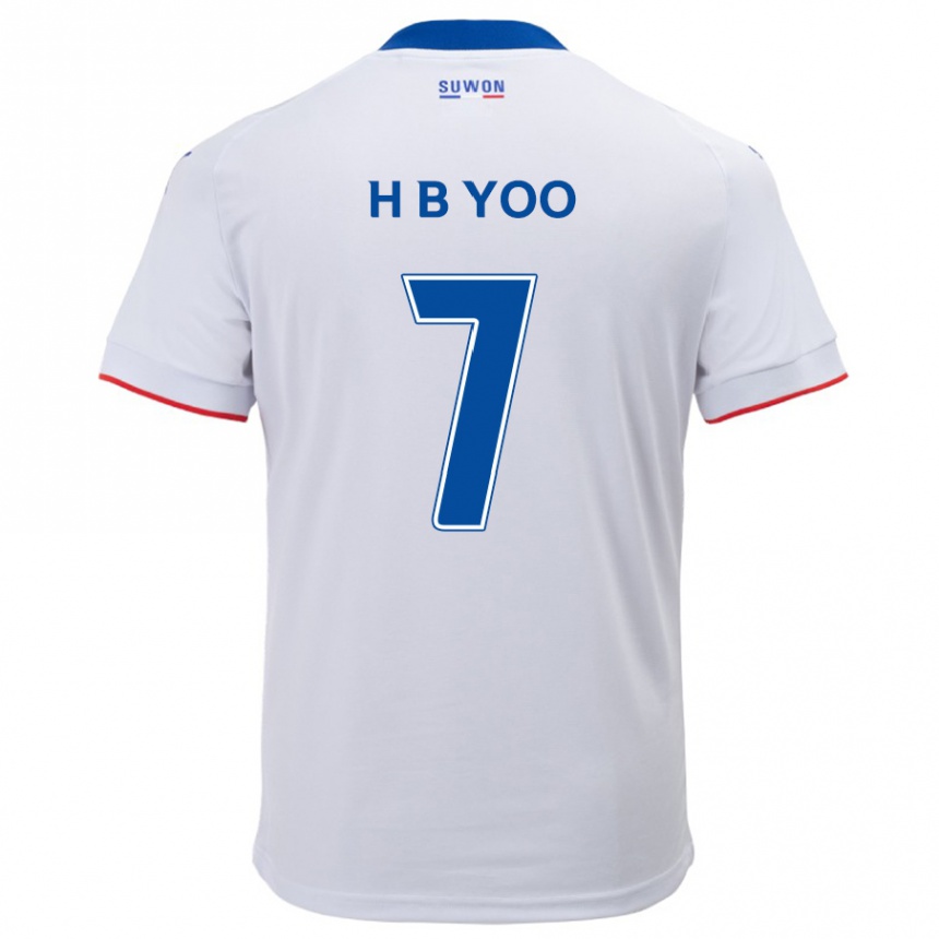 Kids Football Byung-Heon Yoo #7 White Blue Away Jersey 2024/25 T-Shirt Uk