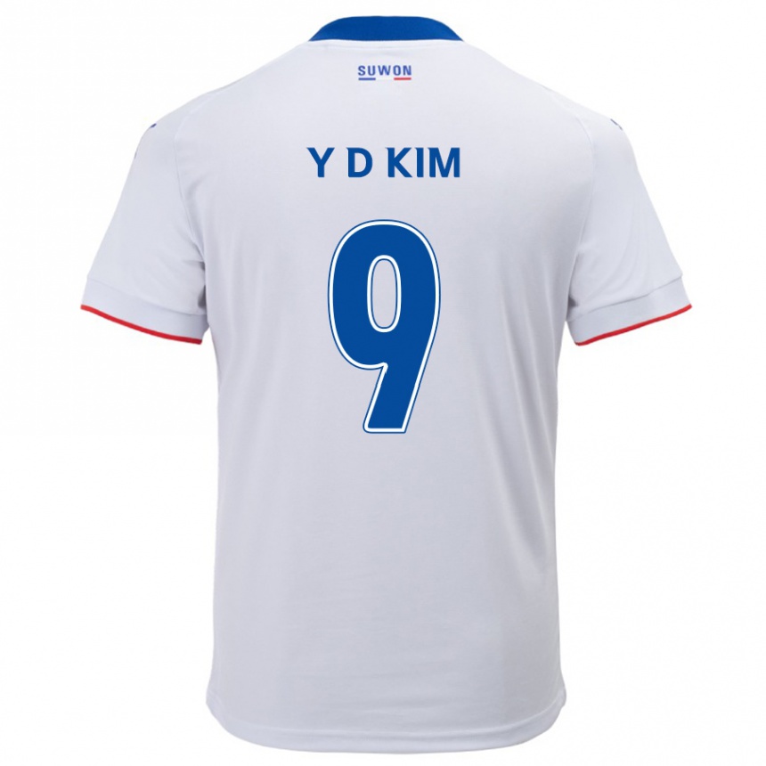 Kids Football Dong-Yeon Kim #9 White Blue Away Jersey 2024/25 T-Shirt Uk