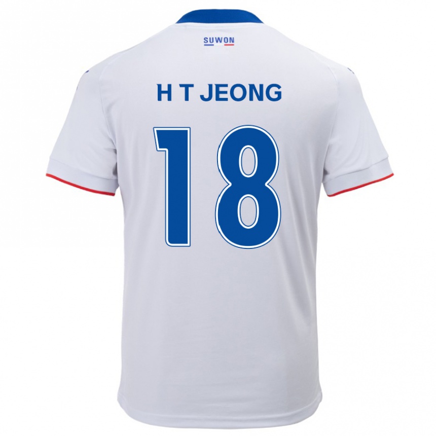 Kids Football Tae-Hwan Jeong #18 White Blue Away Jersey 2024/25 T-Shirt Uk