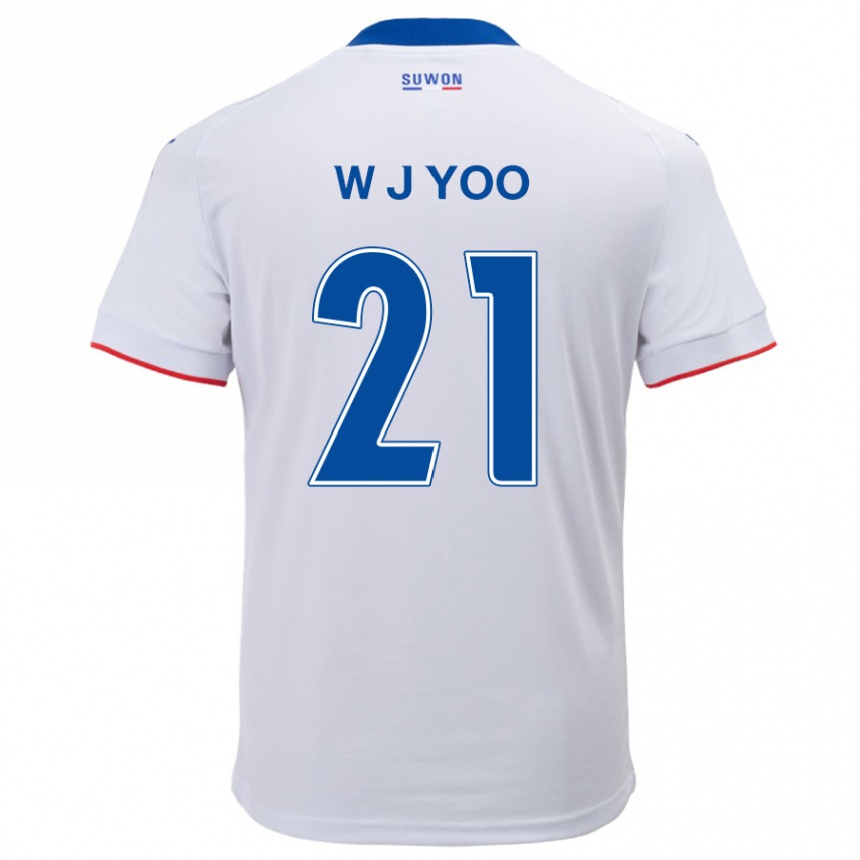 Kids Football Jin-Wook Yoo #21 White Blue Away Jersey 2024/25 T-Shirt Uk