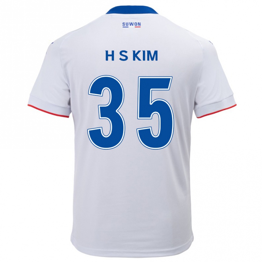 Kids Football Seung-Hyun Kim #35 White Blue Away Jersey 2024/25 T-Shirt Uk