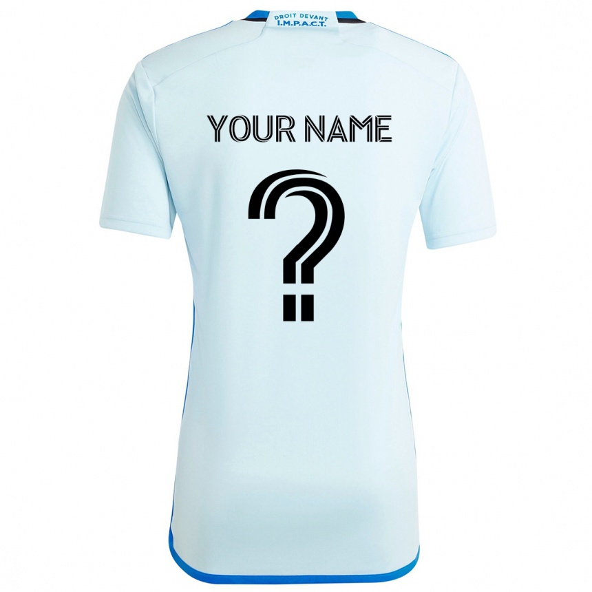 Kids Football Your Name #0 Ice Blue Away Jersey 2024/25 T-Shirt Uk