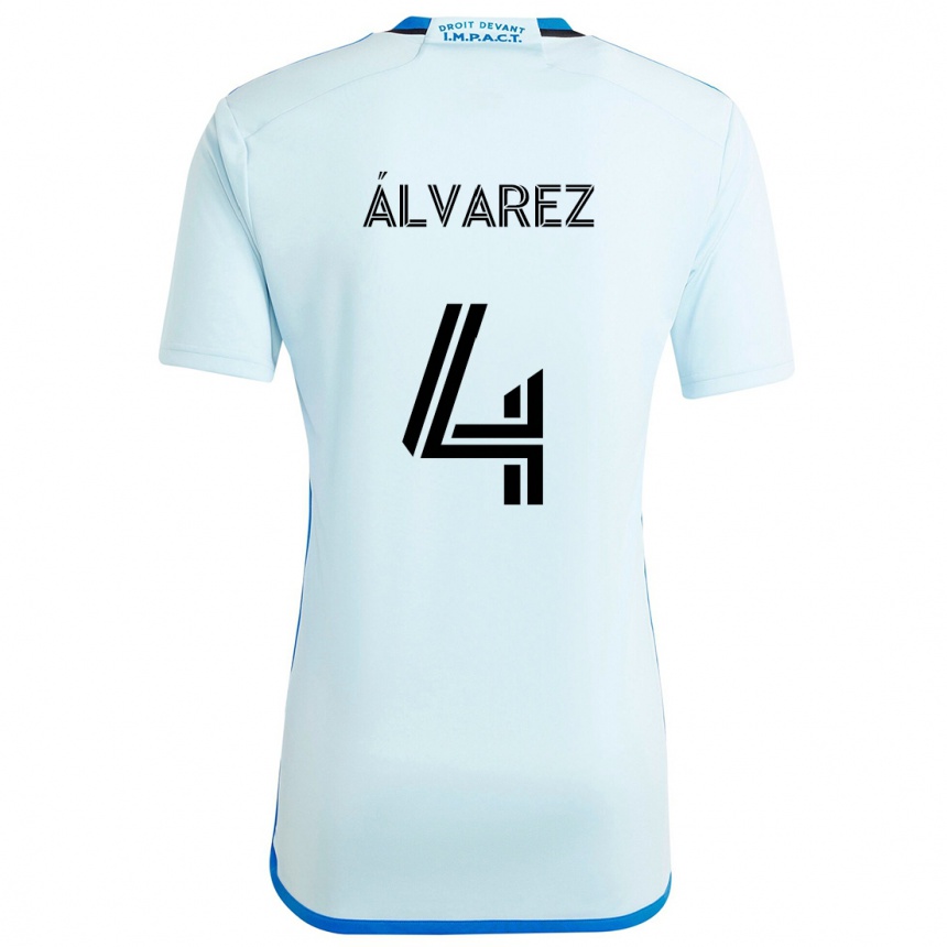 Kids Football Fernando Álvarez #4 Ice Blue Away Jersey 2024/25 T-Shirt Uk