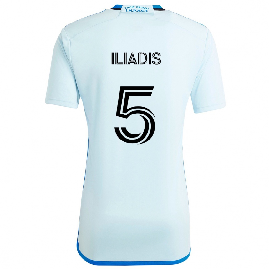 Kids Football Ilias Iliadis #5 Ice Blue Away Jersey 2024/25 T-Shirt Uk