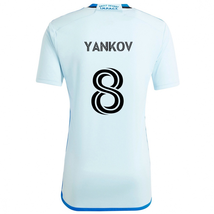 Kids Football Dominik Yankov #8 Ice Blue Away Jersey 2024/25 T-Shirt Uk