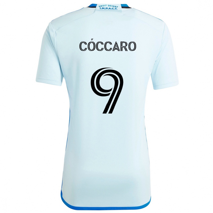 Kids Football Matías Cóccaro #9 Ice Blue Away Jersey 2024/25 T-Shirt Uk