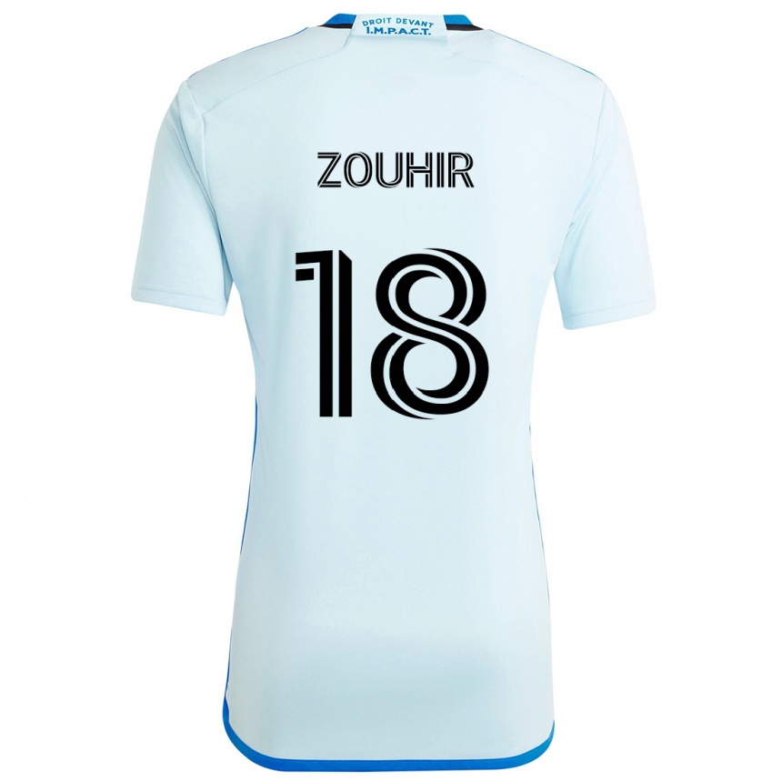 Kids Football Rida Zouhir #18 Ice Blue Away Jersey 2024/25 T-Shirt Uk