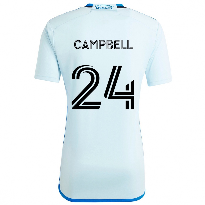 Kids Football George Campbell #24 Ice Blue Away Jersey 2024/25 T-Shirt Uk