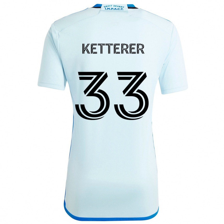 Kids Football Logan Ketterer #33 Ice Blue Away Jersey 2024/25 T-Shirt Uk