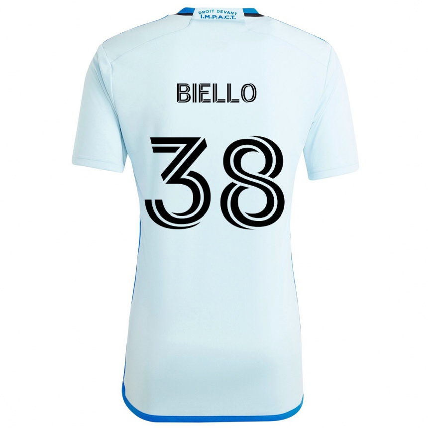 Kids Football Alessandro Biello #38 Ice Blue Away Jersey 2024/25 T-Shirt Uk