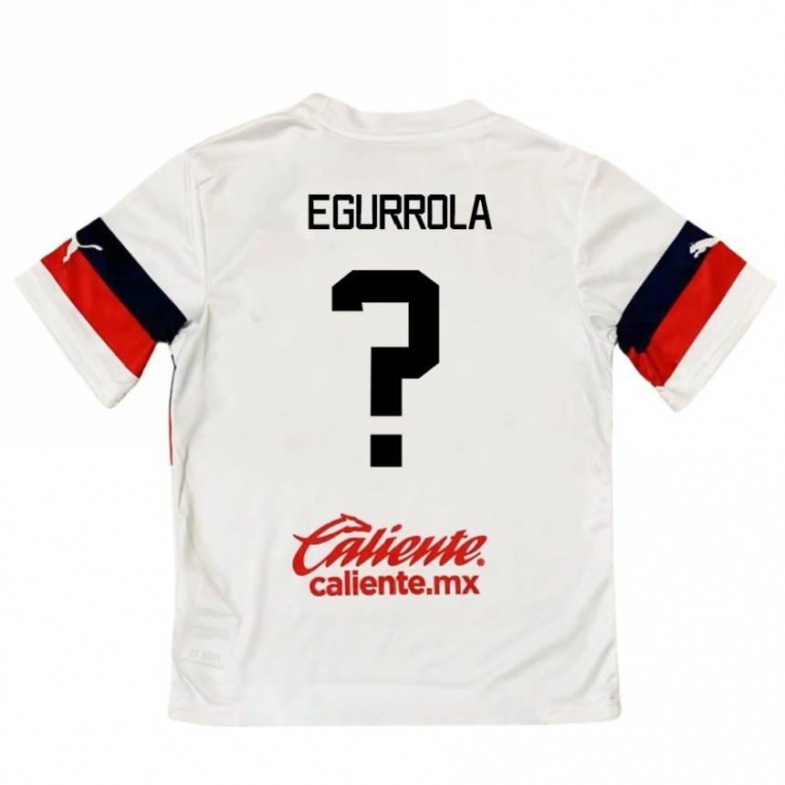 Kids Football Luis Egurrola #0 White Red Away Jersey 2024/25 T-Shirt Uk