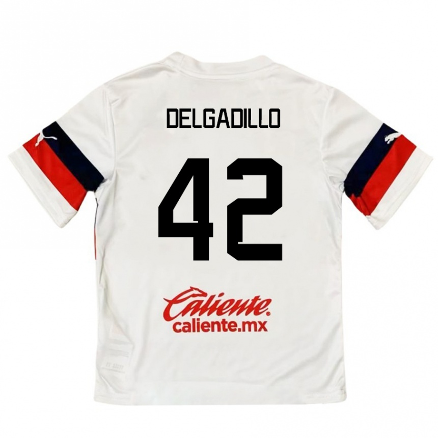 Kids Football Diego Delgadillo #42 White Red Away Jersey 2024/25 T-Shirt Uk