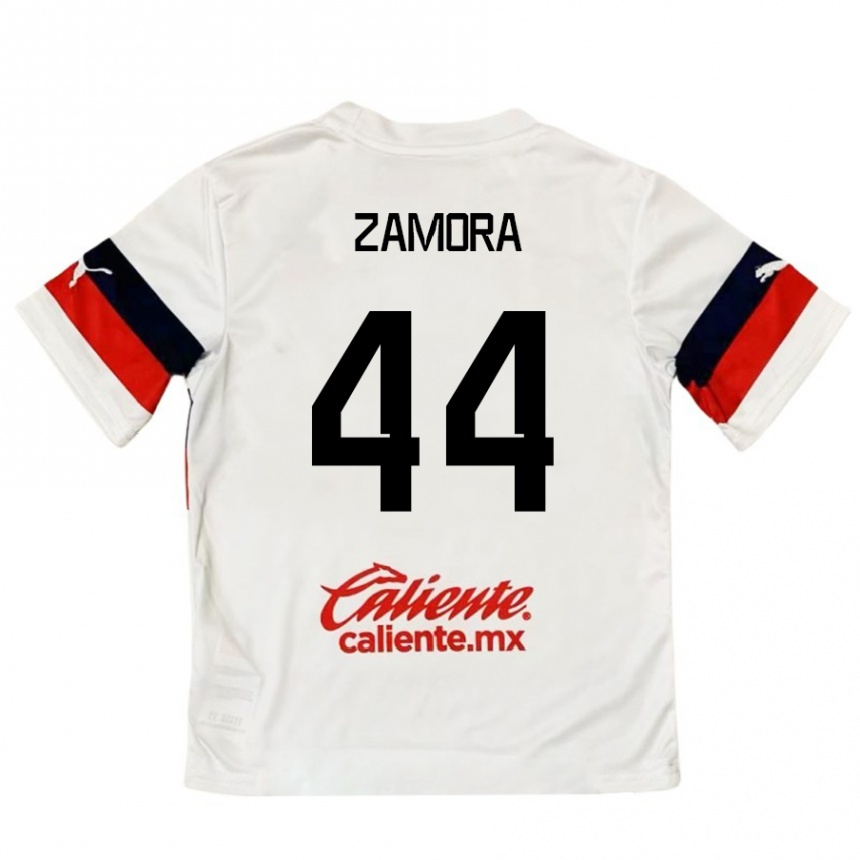 Kids Football Saúl Zamora #44 White Red Away Jersey 2024/25 T-Shirt Uk