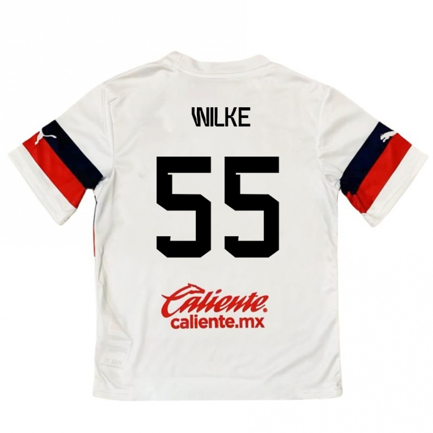 Kids Football Teun Wilke #55 White Red Away Jersey 2024/25 T-Shirt Uk