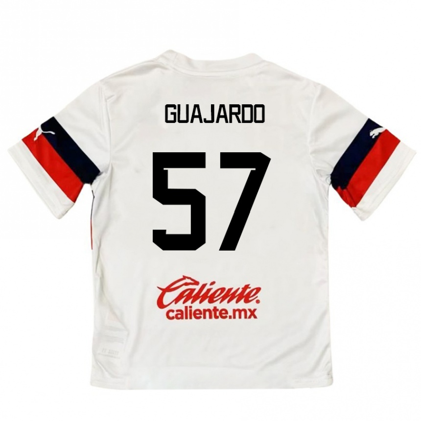 Kids Football Dylan Guajardo #57 White Red Away Jersey 2024/25 T-Shirt Uk