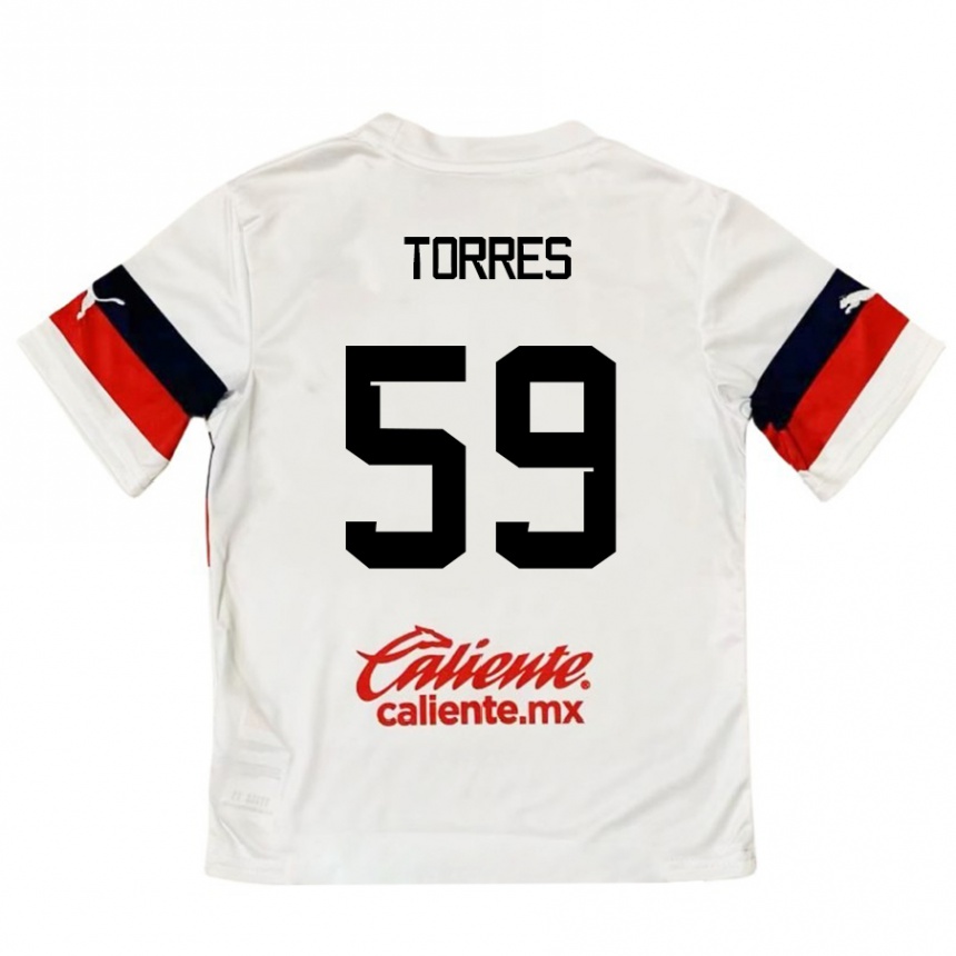 Kids Football Christian Torres #59 White Red Away Jersey 2024/25 T-Shirt Uk