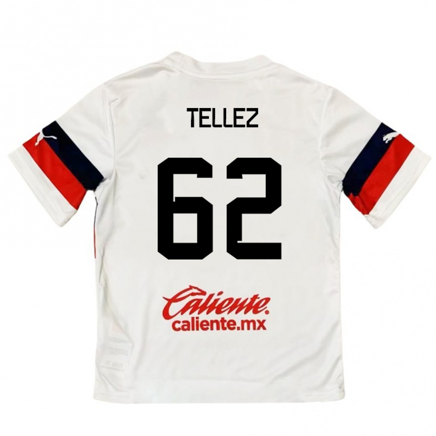 Kids Football Brandon Téllez #62 White Red Away Jersey 2024/25 T-Shirt Uk