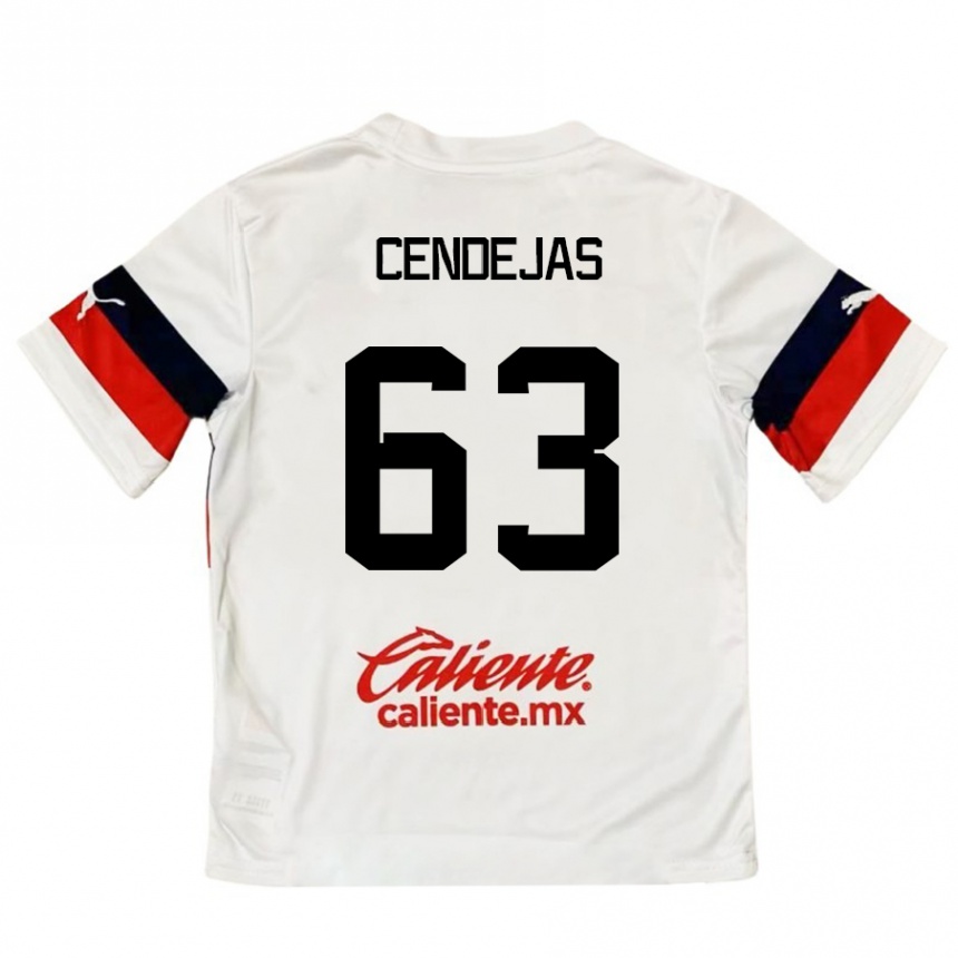 Kids Football Matías Cendejas #63 White Red Away Jersey 2024/25 T-Shirt Uk